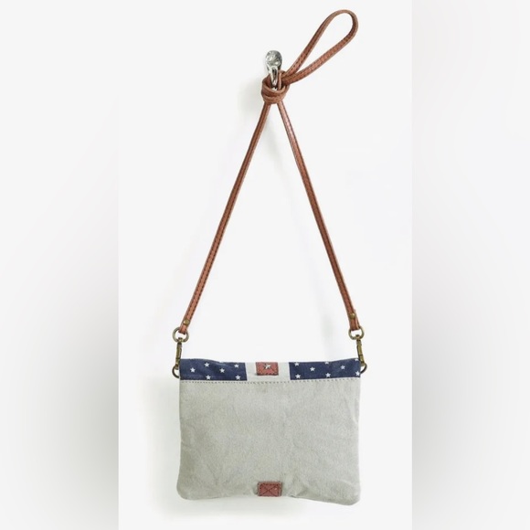 Mona B Canvas Leather Crossbody Purse Shoulder Bag - Picture 2 of 9